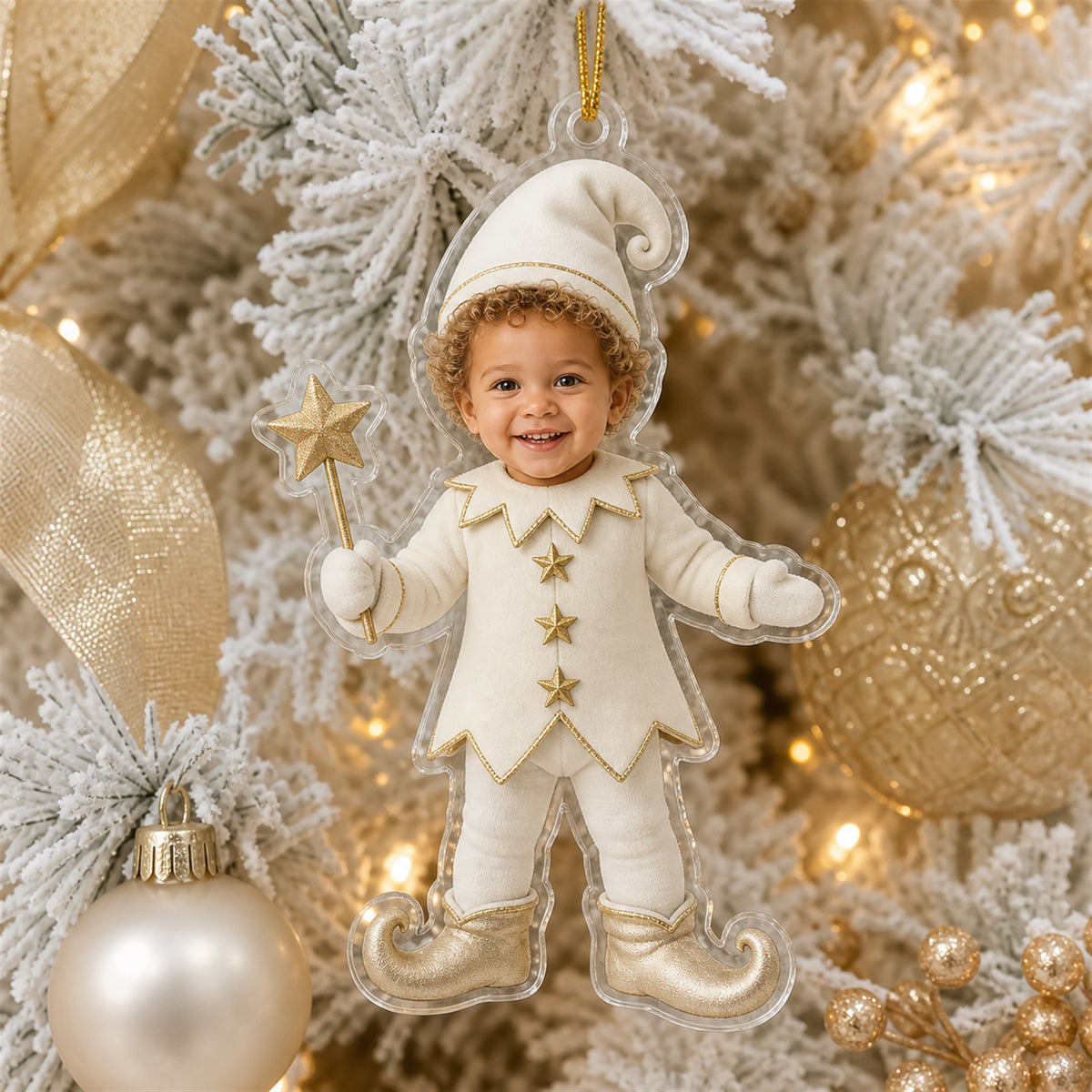 Personalized Baby Elf Christmas Photo Ornament - Custom Acrylic Christmas Keepsake - image 4