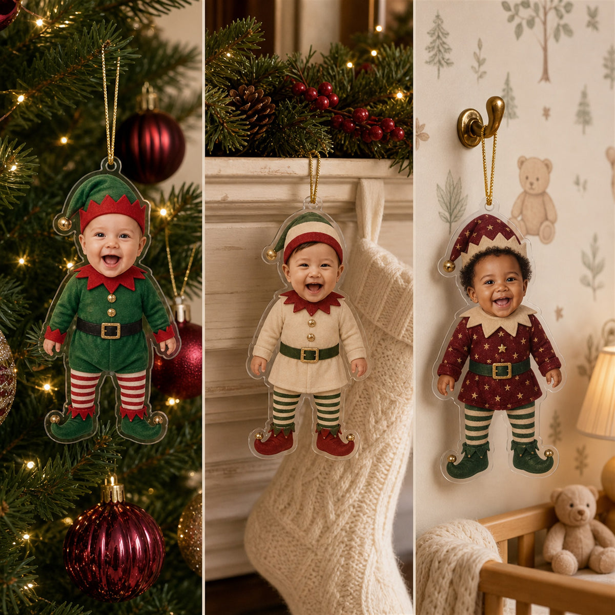 Personalized Baby Elf Christmas Photo Ornament - Custom Acrylic Christmas Keepsake - image 5