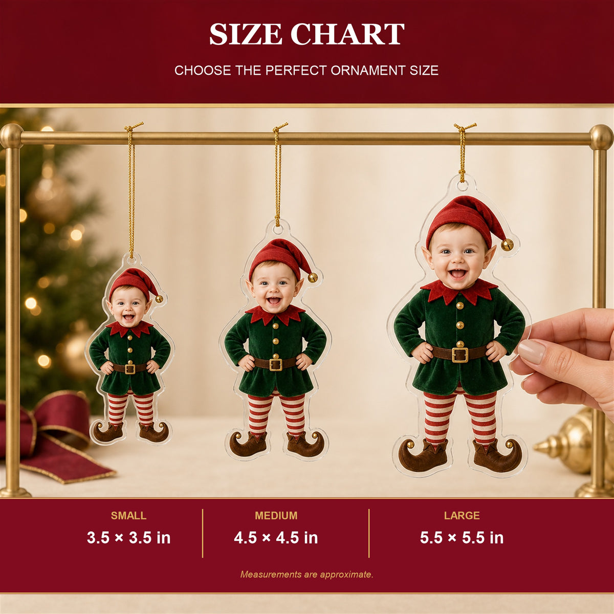 Personalized Baby Elf Christmas Photo Ornament - Custom Acrylic Christmas Keepsake - image 8