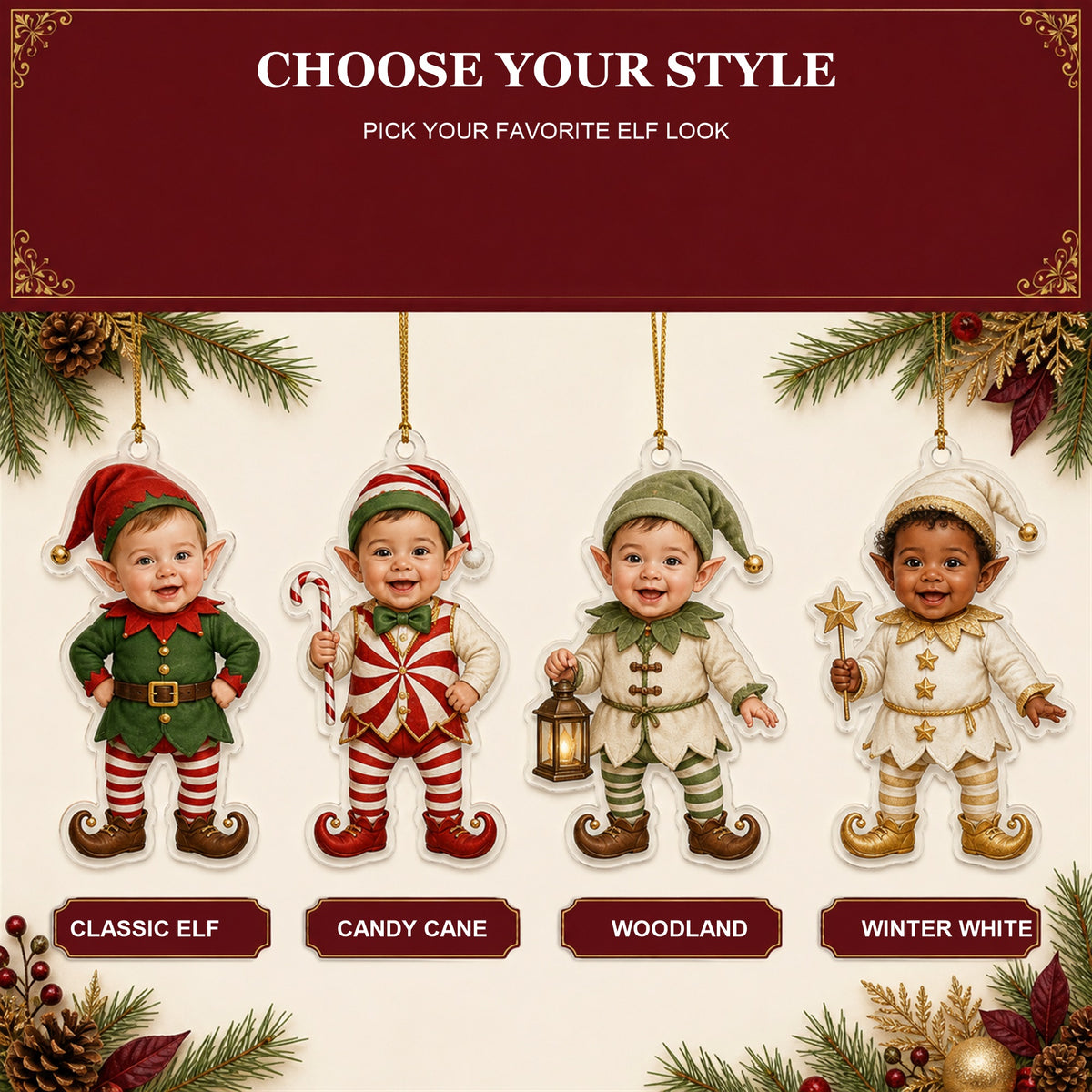 Personalized Baby Elf Christmas Photo Ornament - Custom Acrylic Christmas Keepsake - image 9