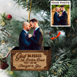 Customized Photo Ornament God Blessed The Broken Road That Led Me Straight To You - Personalized Photo Mica Ornament - Christmas Gift Couple, Wife, Husband, Girlfriend, Boyfriend | Blessed